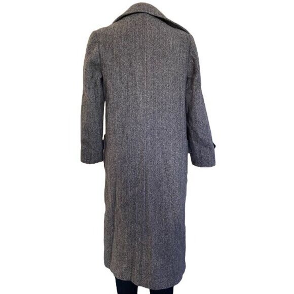 Vintage Charles Klein Wool Double Breasted Coat Grey With Red Scarf Women’s Sz L - Picture 10 of 13